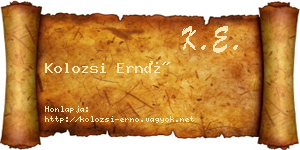 Kolozsi Ernő névjegykártya